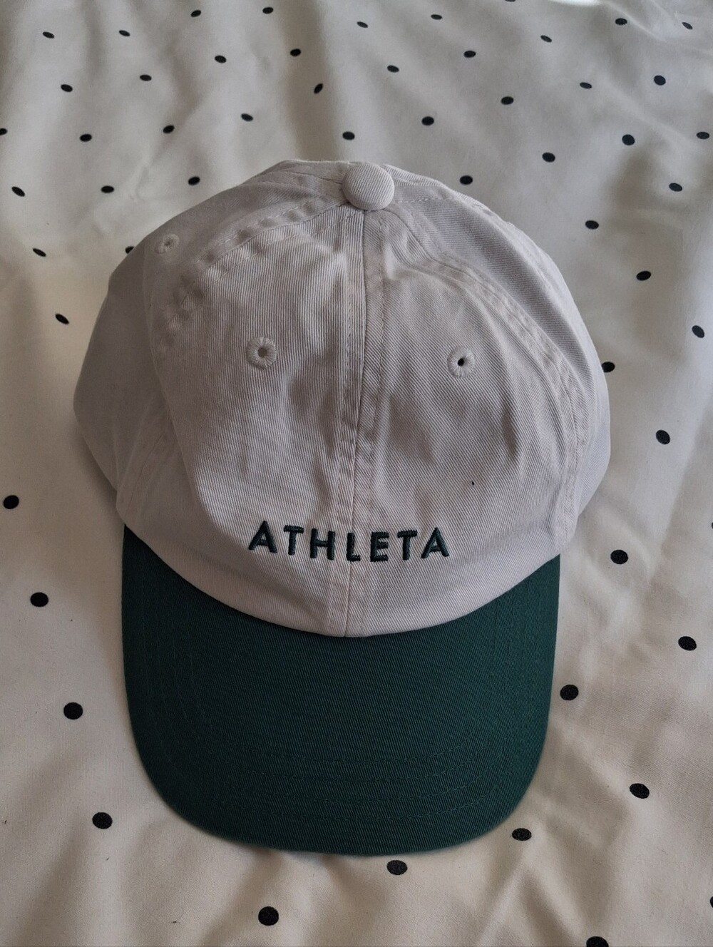 Athleta Kids White & Dark Green Baseball Cap